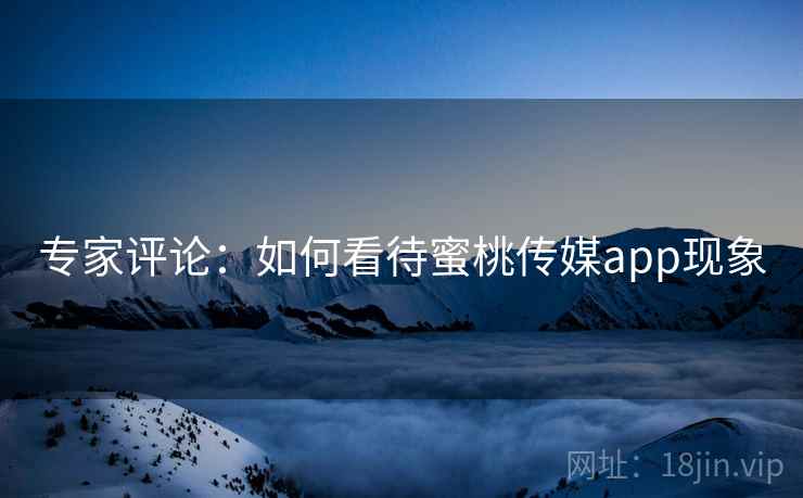 专家评论：如何看待蜜桃传媒app现象